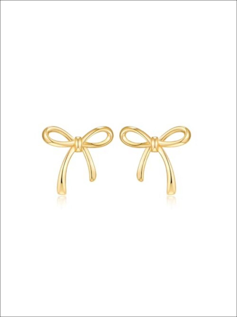14K Gold Plated Bow Stud Earrings Hypoallergenic Push Back